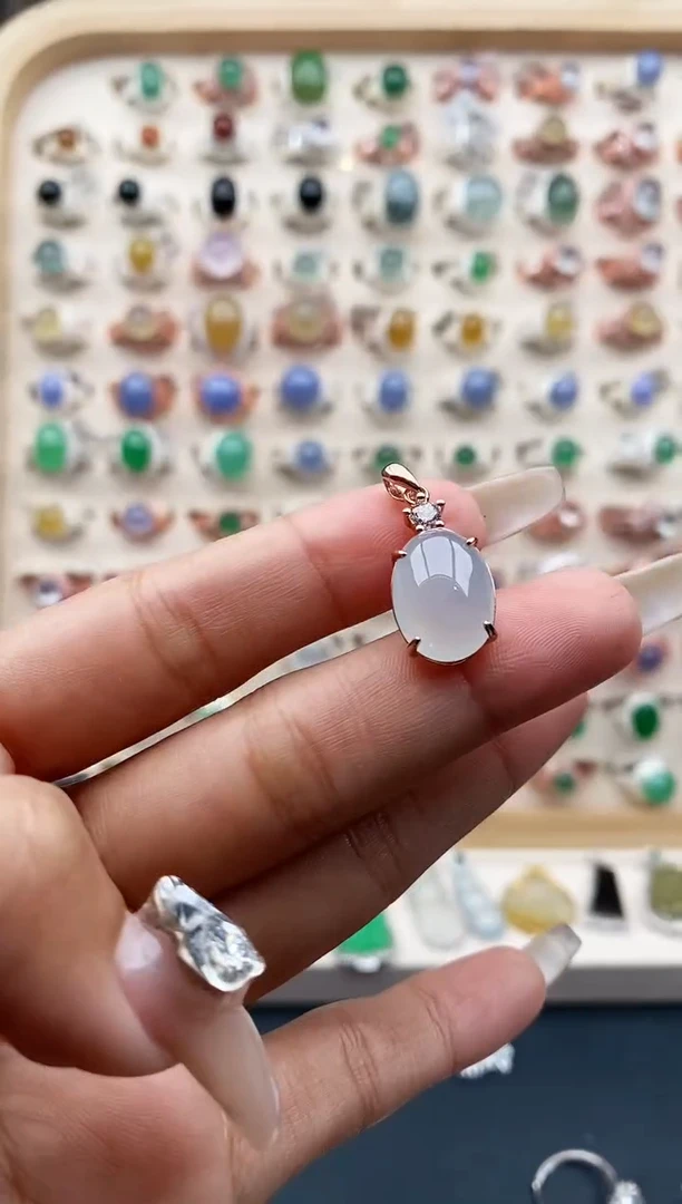 【闪购商品】翡翠戒指银S925镶嵌缅甸天然A货翡翠222  9+6