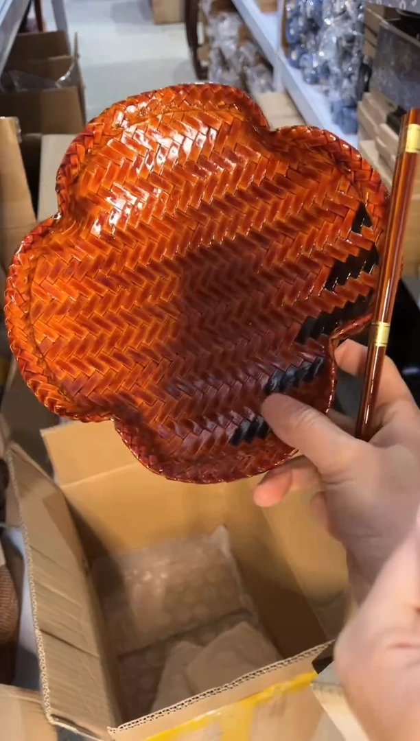 【闪购商品】原装梅花竹编盘尺寸21cm