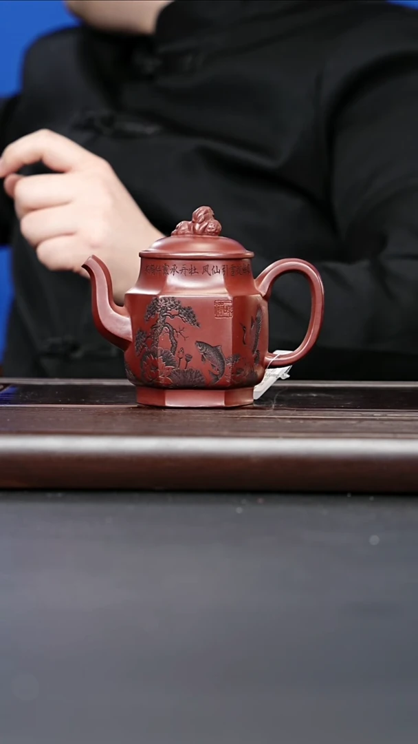 紫砂茶宠宜兴紫砂 太湖石六方竹段 龙血砂 梅付春 578