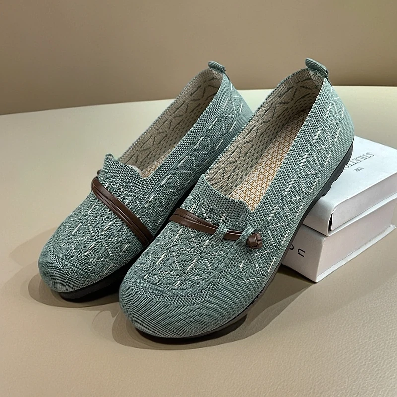 春夏季布鞋中老年浅口中老年女士软底百搭网鞋网面大码妈妈鞋防滑