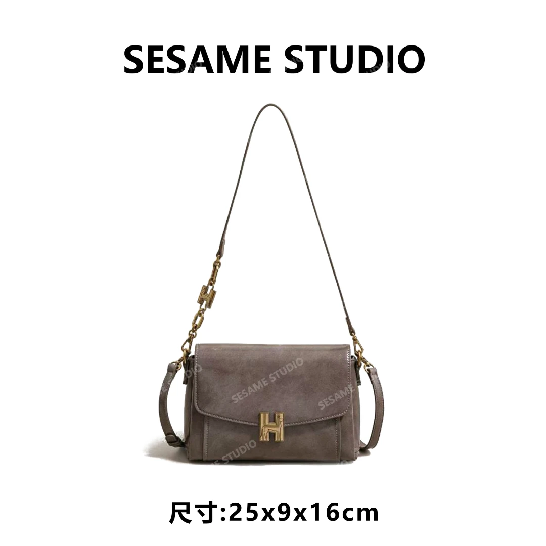 【芝麻集】SK-63151-坚果灰棕休闲时尚百搭腋下女包