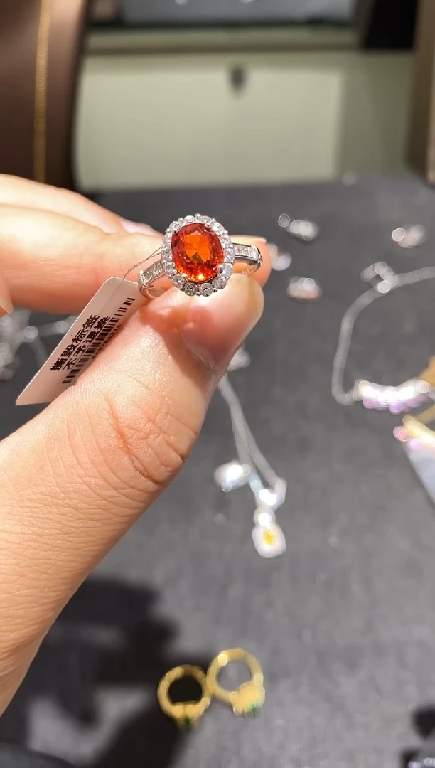 戒指蓝宝石银S925镶嵌戒指