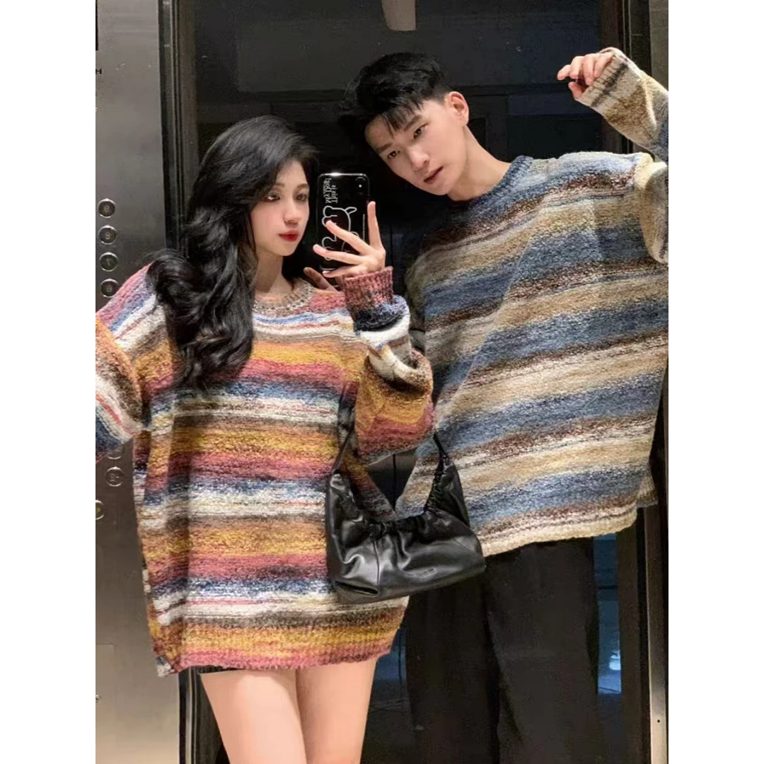 8017情侣秋冬2025新款超火宽松毛衣男女小众设计感慵懒风针织衫潮