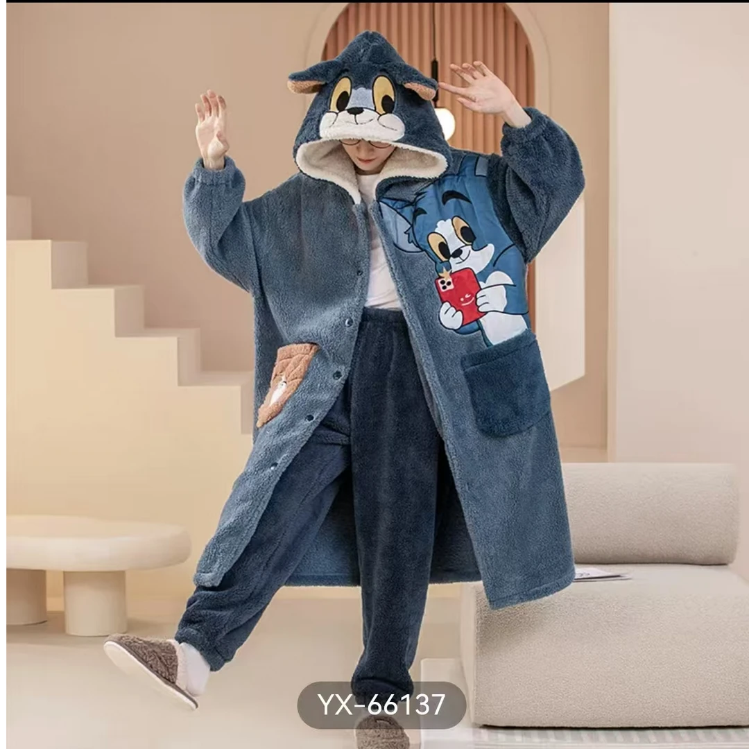 400-460睡衣家居服男士加绒加厚套装