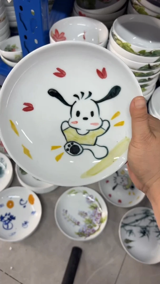 瓷片景德镇高温陶瓷食品级手绘釉中彩-浅盘