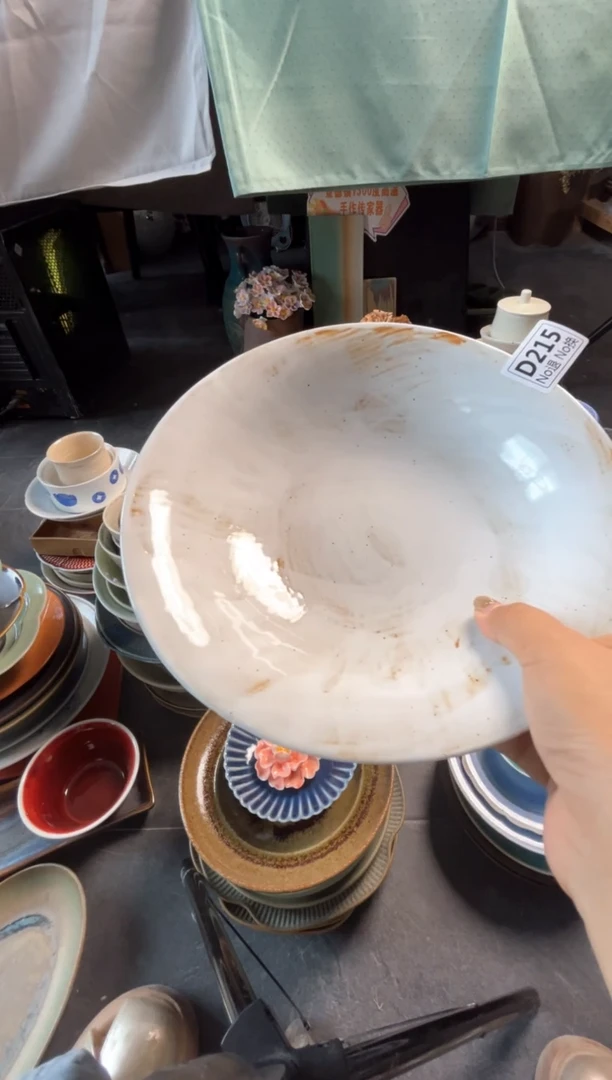 瓷片卿*久d215手刷白手工盘
