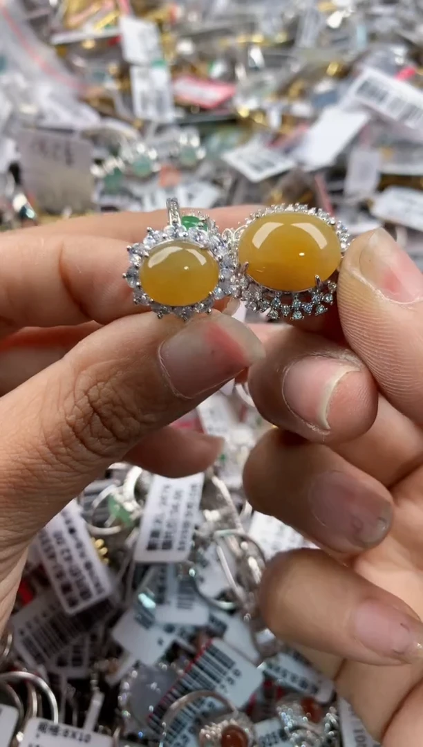 银S925镶嵌戒指翡翠666---9
