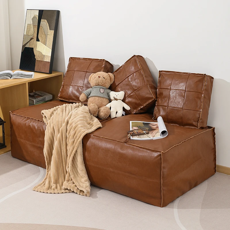 Z轻奢皮墩榻榻米坐垫客厅家用坐墩创意油蜡皮蒲团坐垫飘窗坐垫