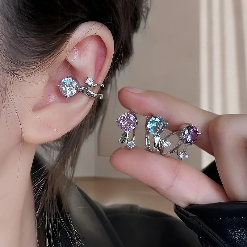 铜合金锆石耳饰 超闪耳骨夹无耳洞耳夹小众美高级感轻奢气质饰品