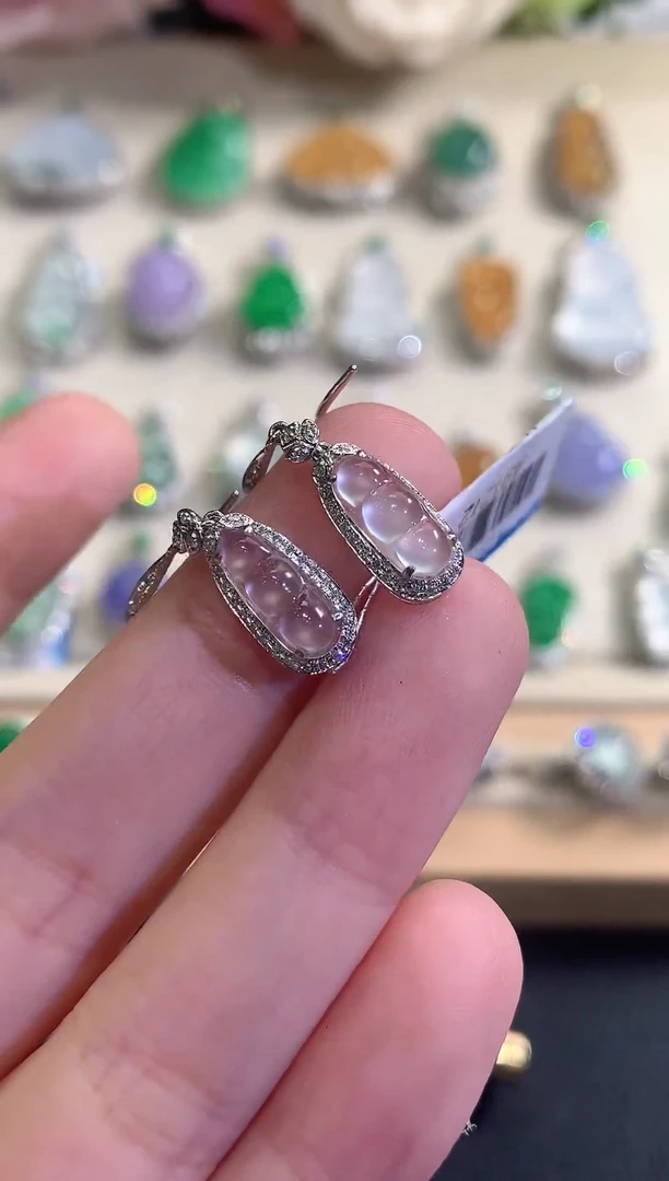 18K金镶嵌翡翠耳饰冬日珠宝Q66