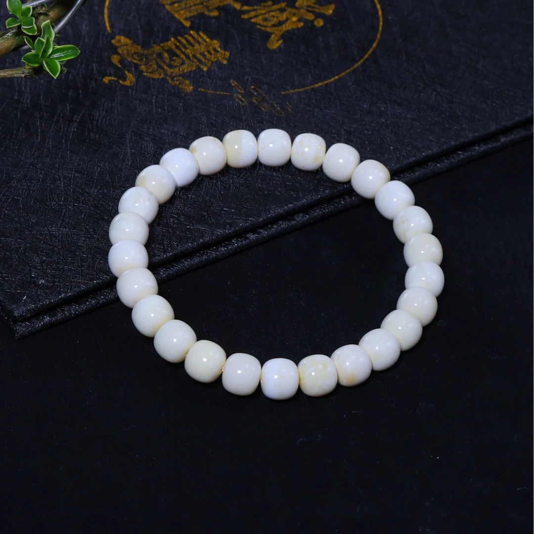 L170瓷白满蜡精工老型手串  高端精品百搭男女皆宜国潮文玩单圈