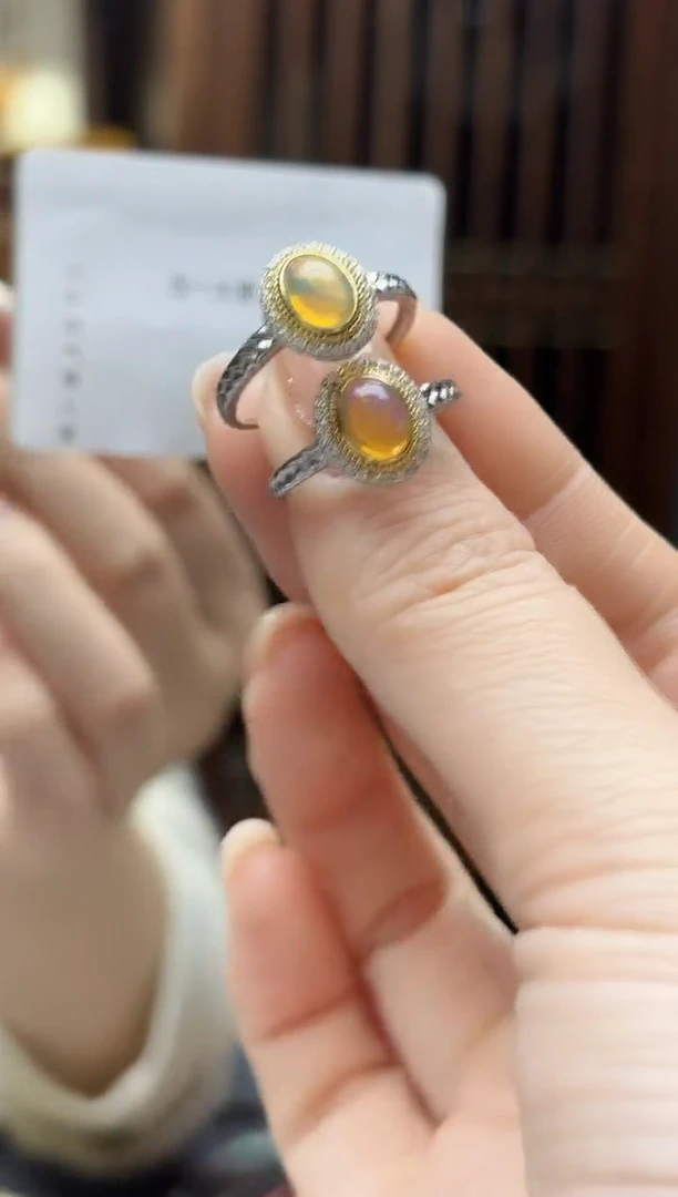 银S925镶嵌欧泊戒指s925银欧泊戒指YX