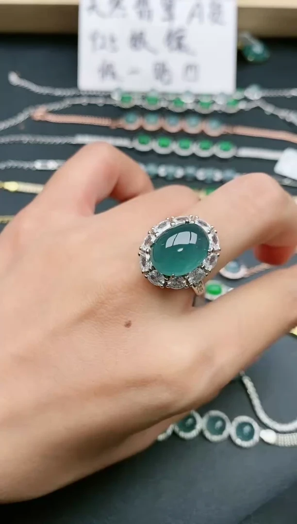翡翠戒指银S925镶嵌1111111