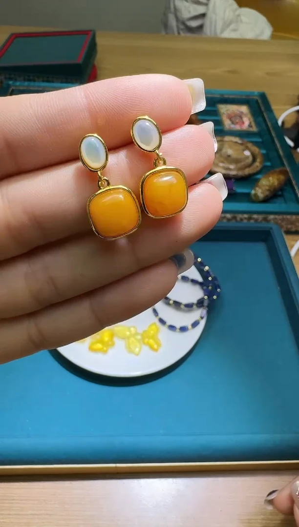 琥珀未镶嵌耳饰多样性发一件 548