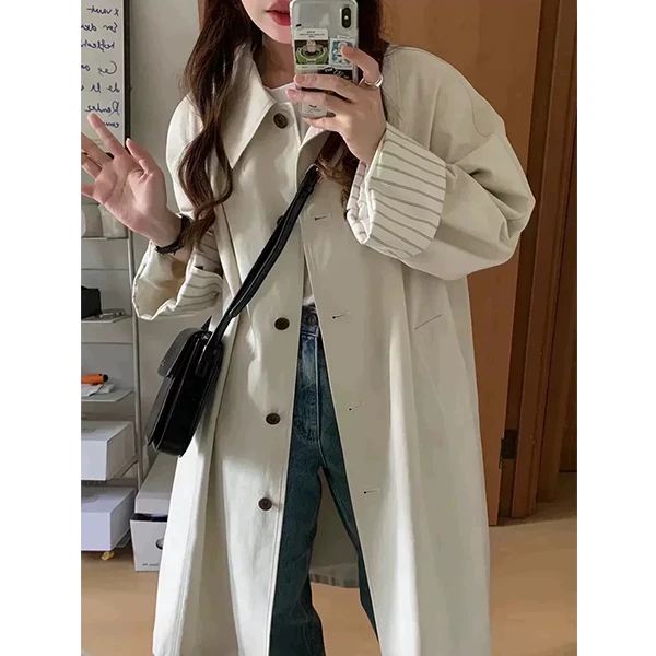 丁达尔文穿搭中长款风衣外套女2025春秋季新款今年流行小个子韩系