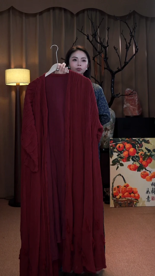 知否亚麻红色外披