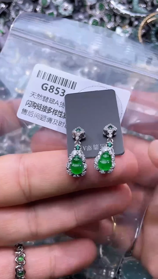 【闪购商品】翡翠颈饰未镶嵌G853耳钉