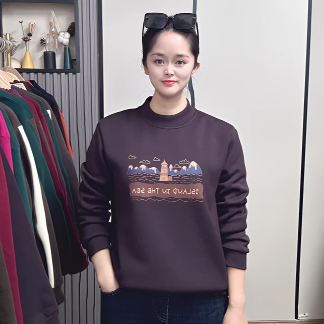 加绒加厚保暖卫衣女宽松显瘦保暖时尚下摆开叉外穿内搭绒衫2025