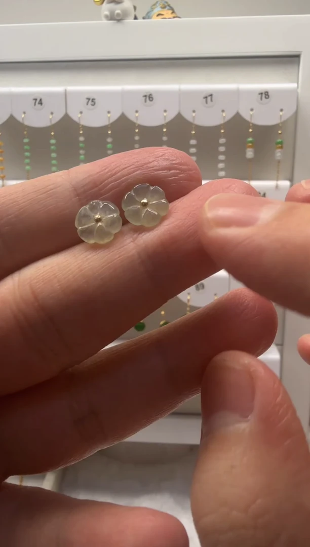 18K金镶嵌翡翠耳饰缅甸天然翡翠a货