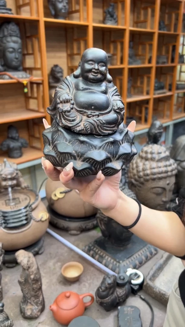 陶土【火山泥】未来佛+莲蓬实心底座