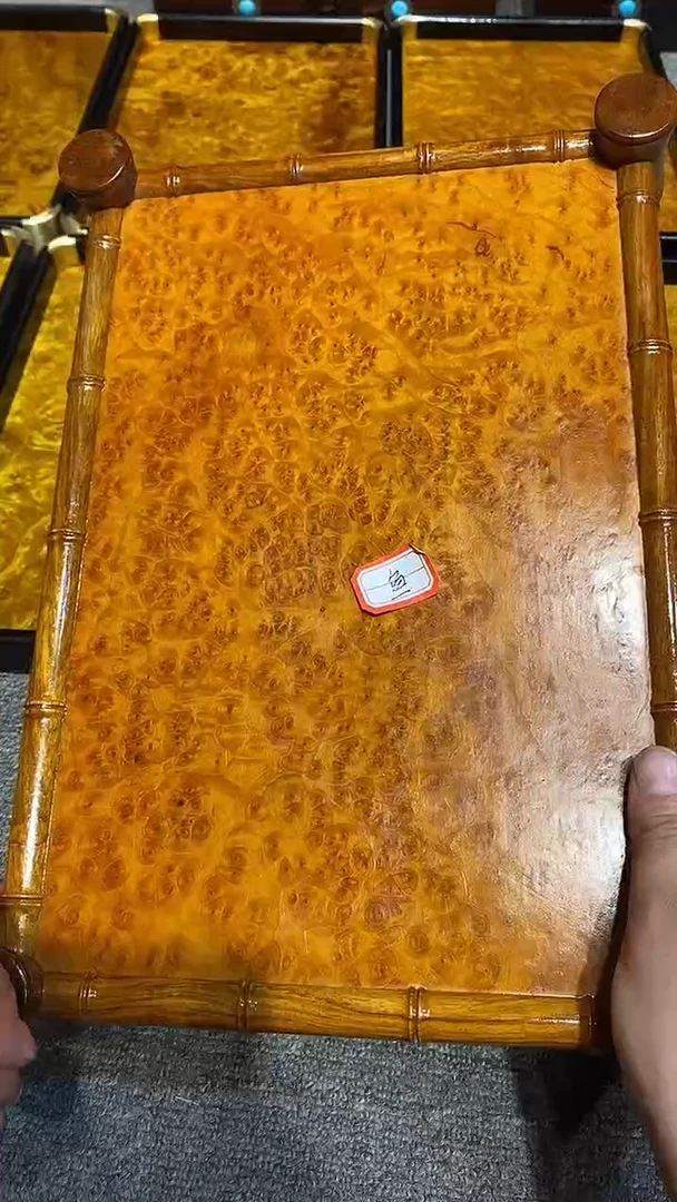 木鱼花梨框大茶盘一个