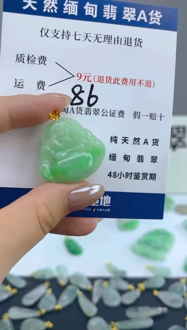 颈饰18K金镶嵌翡翠天然A货翡翠