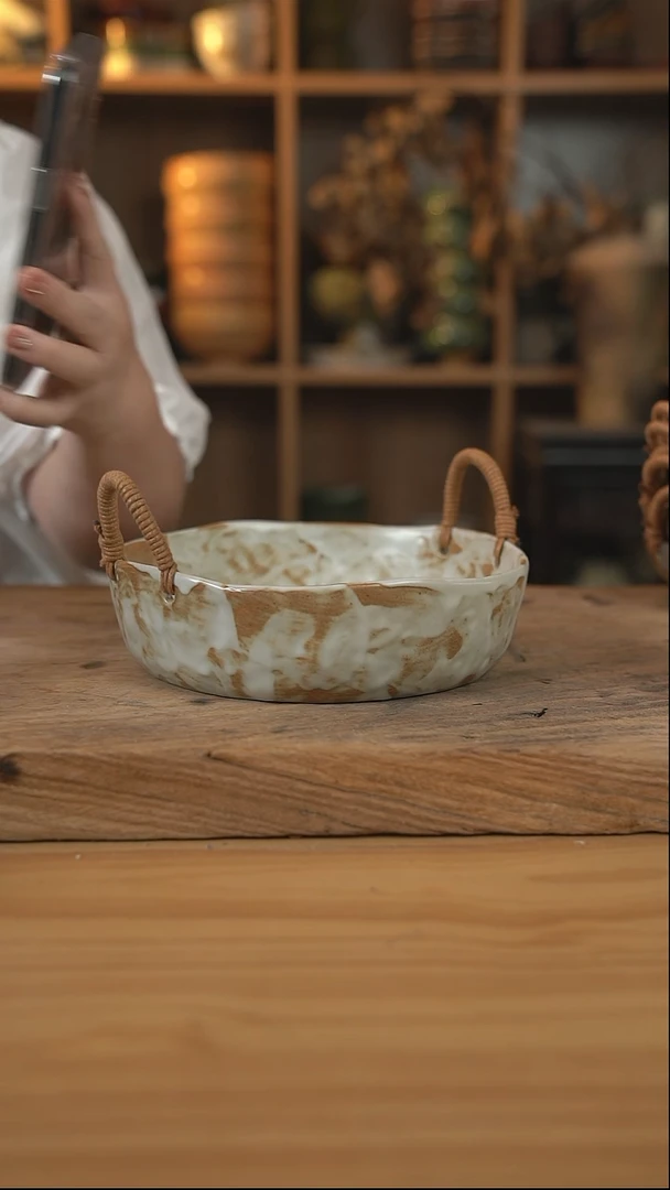 粉影系列的8英寸铠甲纹麻绳盘【壶