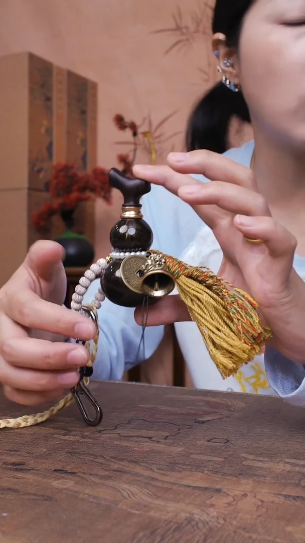 樱*薇477大漆飘漆天然真葫芦-开口