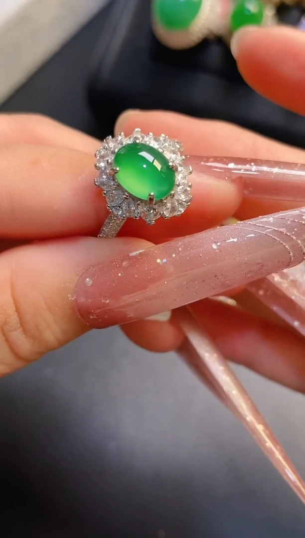 银S925镶嵌戒指翡翠天然