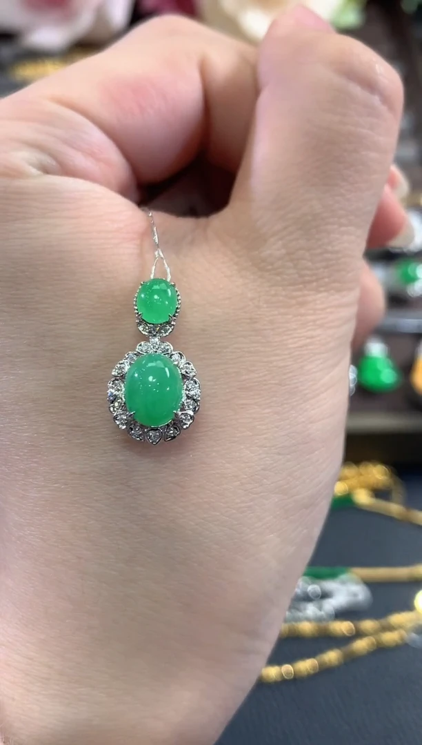 吊坠(不含链)18K金镶嵌翡翠b20多样性一件发