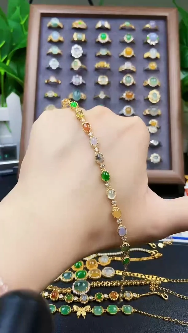 银S925镶嵌手链翡翠12