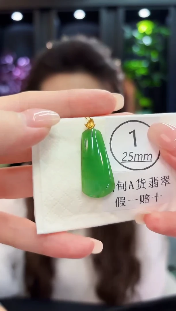 颈饰18K金镶嵌翡翠缅料A货/支持复检/一件