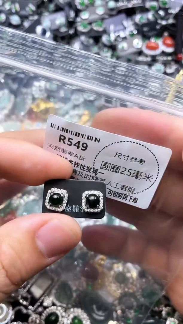 翡翠未镶嵌颈饰R549耳钉