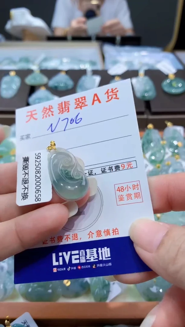 颈饰18K金镶嵌翡翠天然翡翠A货挂件