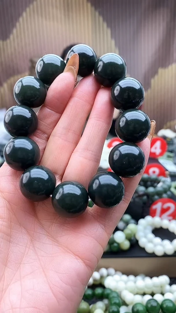 未镶嵌手串和田玉黑青20