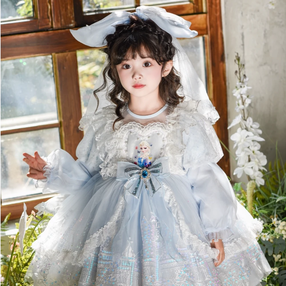 【爱莎公主裙】秋装儿童蛋糕裙蓬蓬裙生日礼服裙洛丽塔蕾丝连衣裙