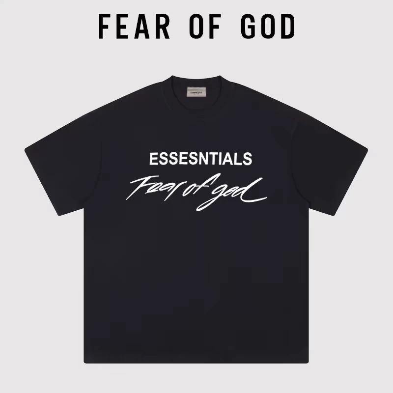 ESSENTIALS花体字母短袖美式高街潮牌男女半袖T恤