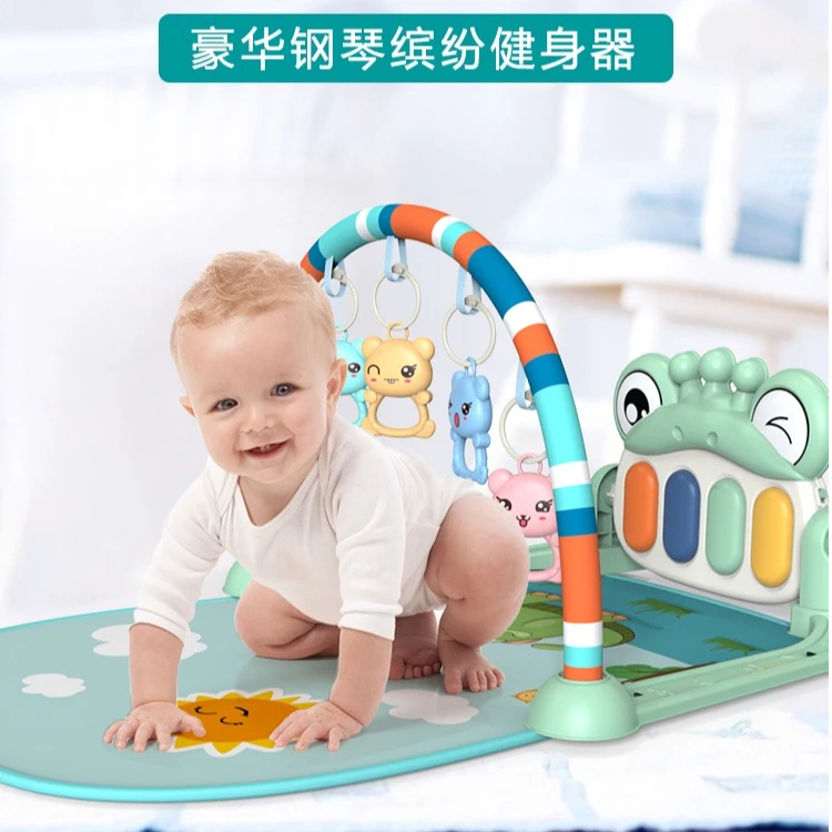 A婴幼儿玩具0-3-6-7个月男女宝宝学习脚踏钢琴健身架床铃解双手