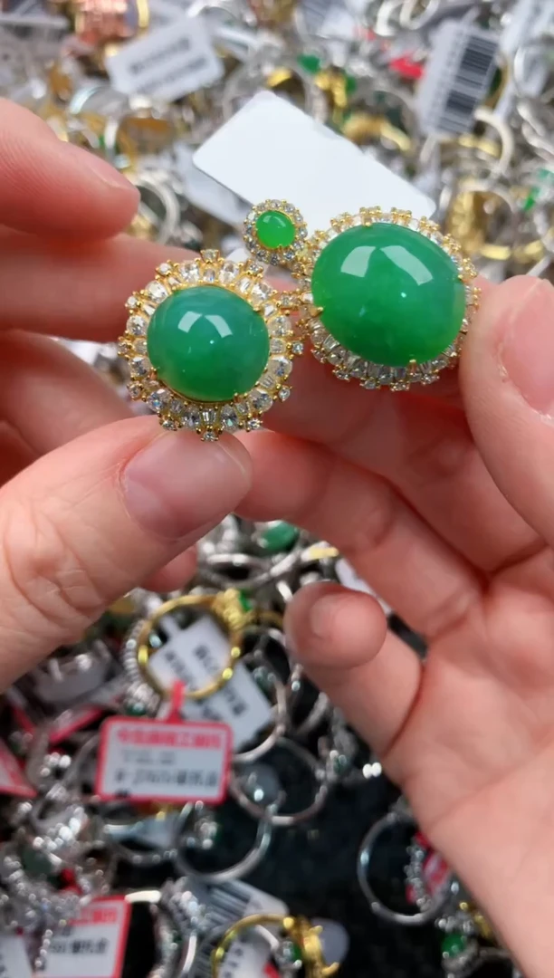 银S925镶嵌戒指翡翠222   4