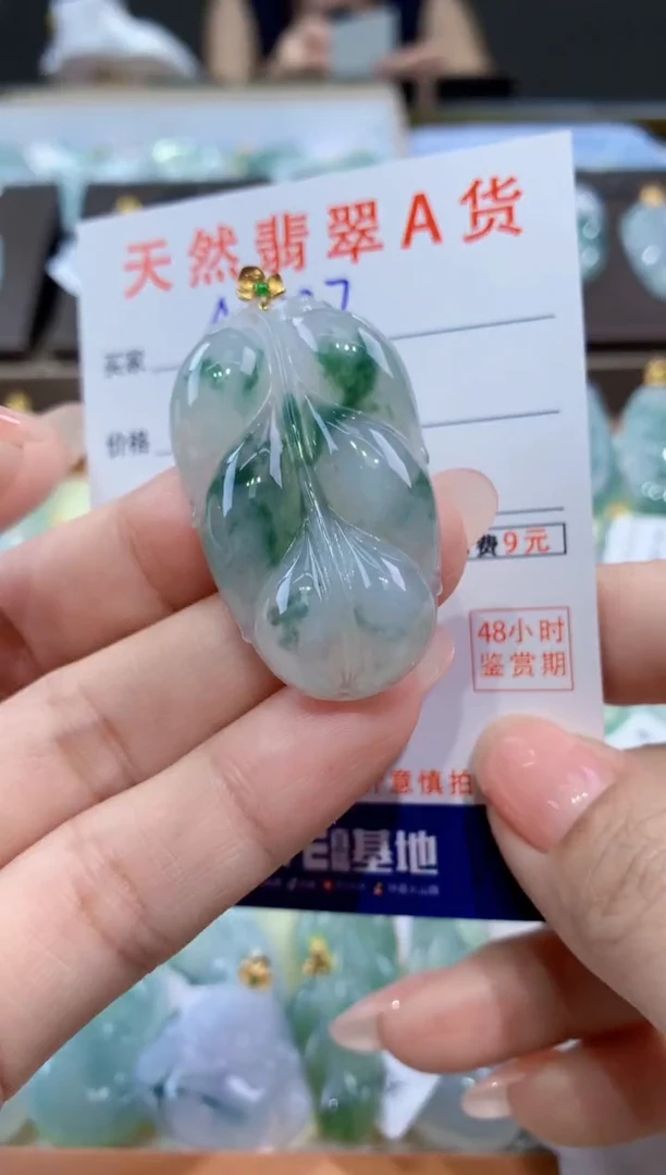 颈饰18K金镶嵌翡翠天然翡翠A货挂件