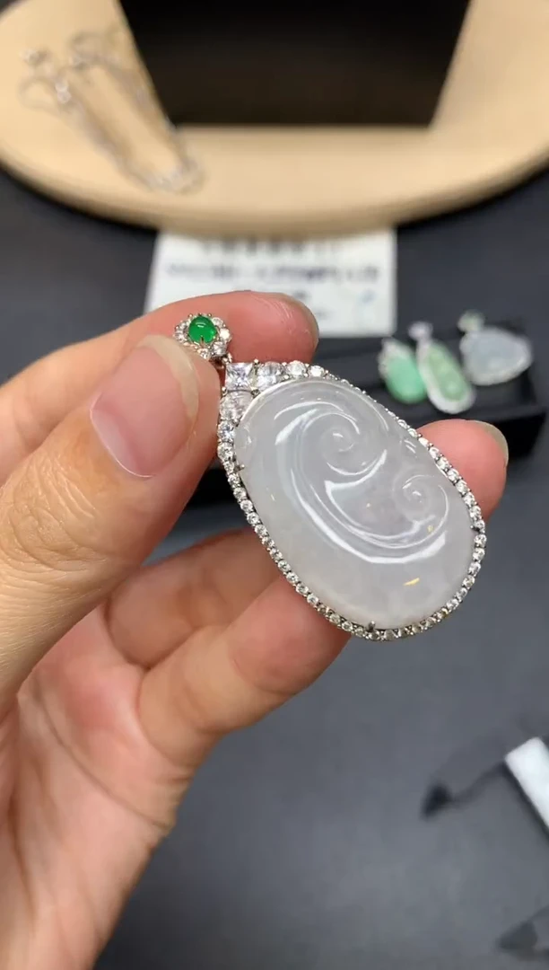 翡翠银S925镶嵌吊坠(不含链)如意【多样性发其一】