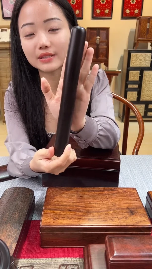 红酸枝木类成套家具擀面杖  实心一体料