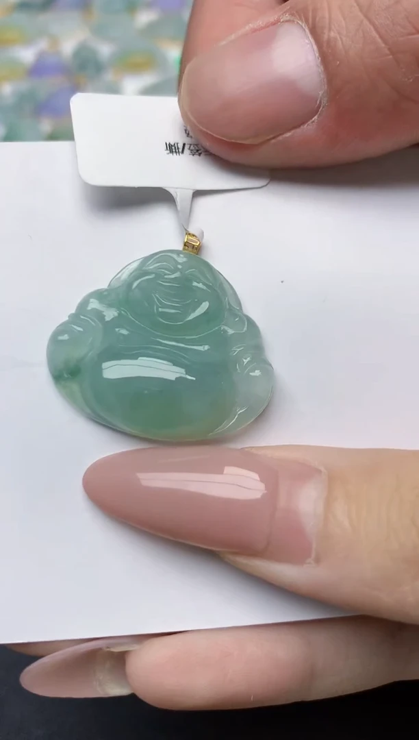 翡翠18K金镶嵌颈饰天然翡翠A货