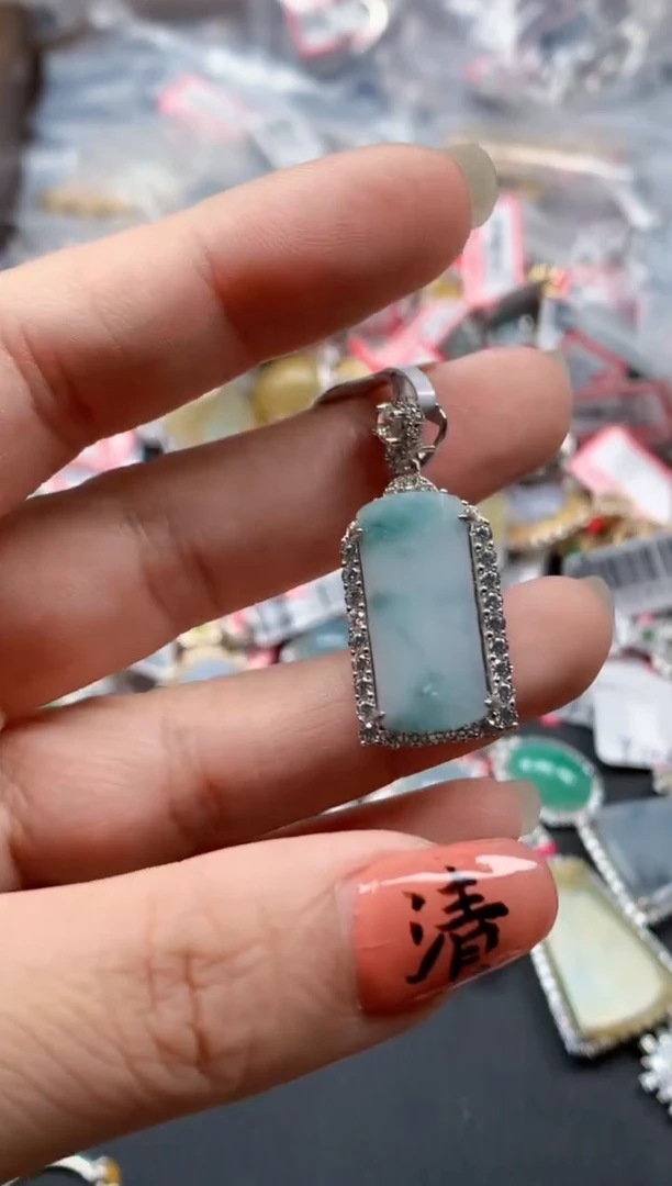 银S925镶嵌戒指翡翠天然A货缅甸翡翠