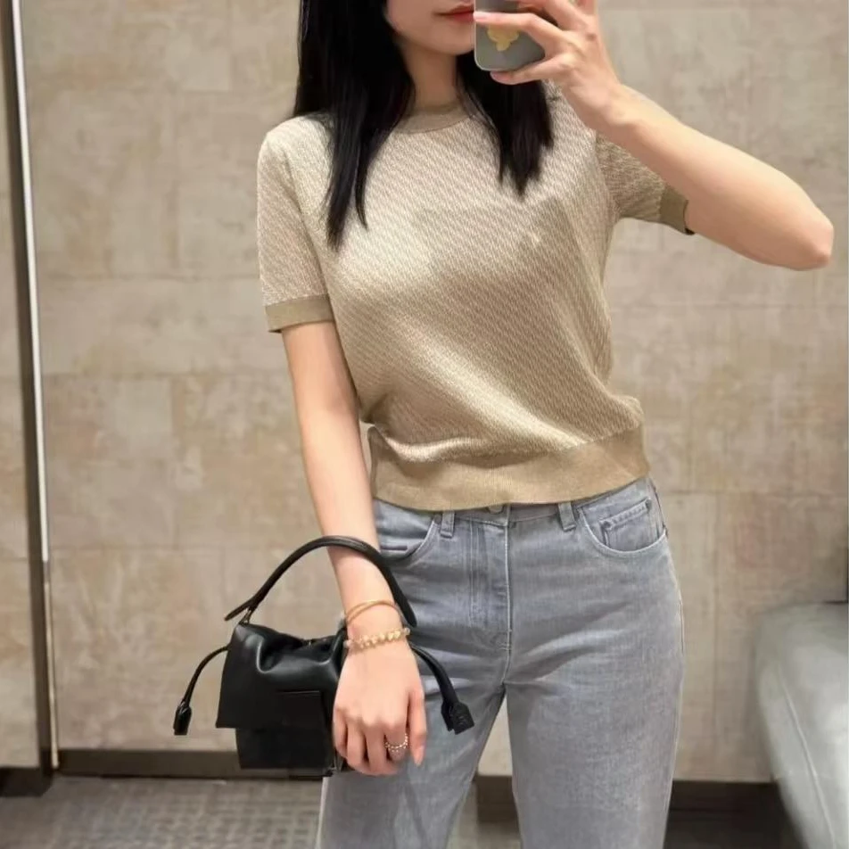 「长芯」25春夏新品字母提花logo简约百搭套头短袖T恤 YZ24K01072