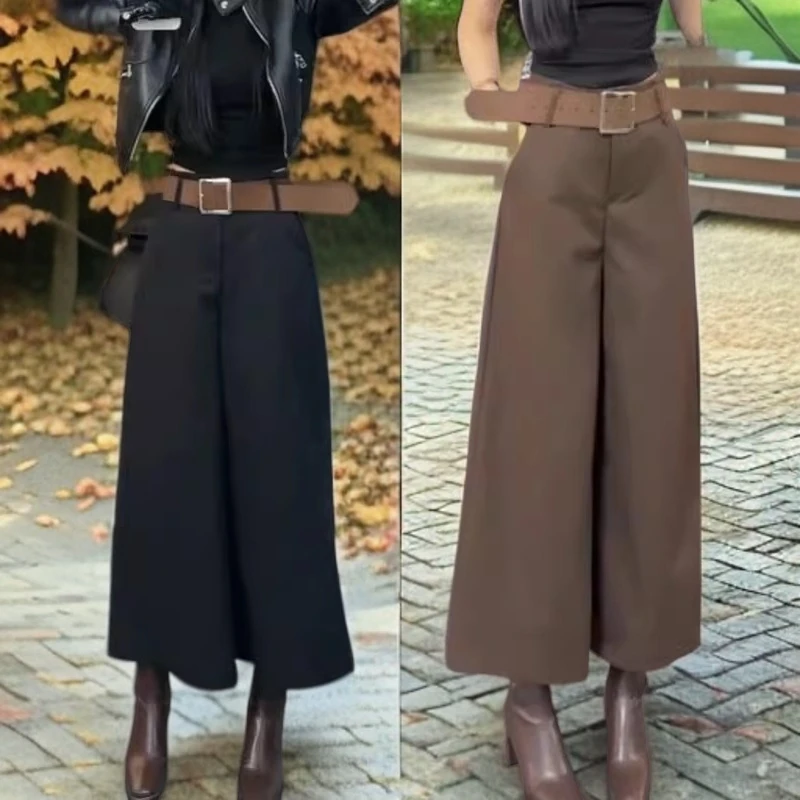 欧货大码复古美式通勤西装裤2025秋季新款胖mm梨型高腰显瘦阔腿裤