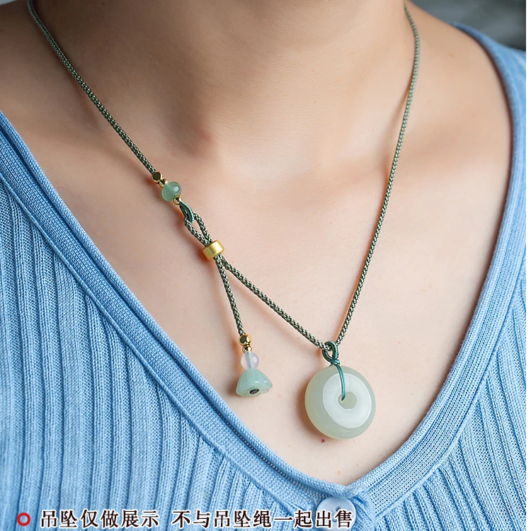 diy手工编织莲蓬玉石挂件吊坠挂绳平安扣佛公佩配饰品项链挂脖绳