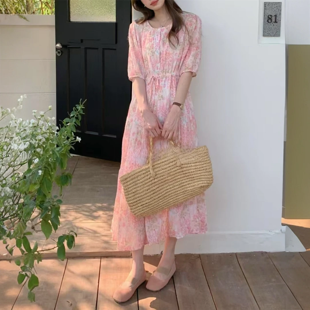 GLEAMYQING轻职风宽松型防晒夏季常规款连衣裙沙滩长款女士