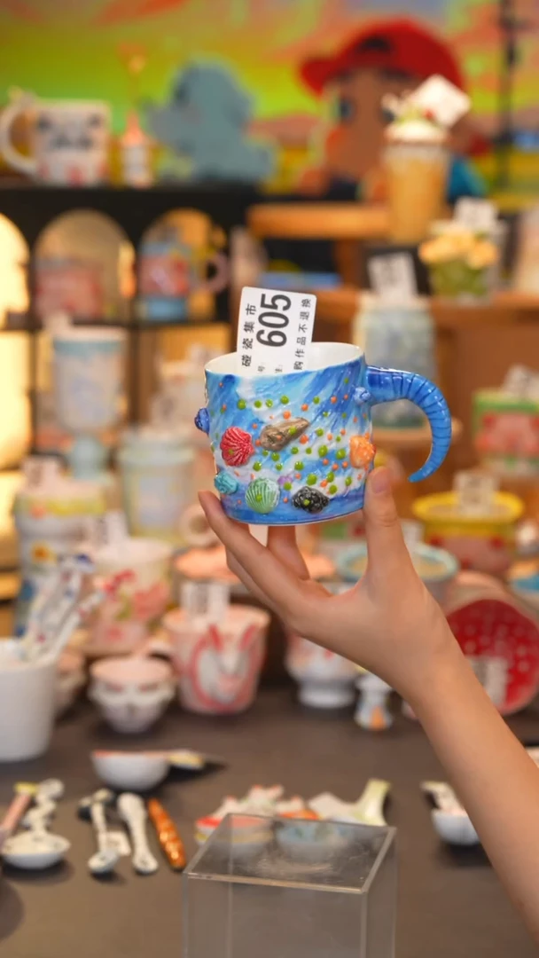 杯子605景德镇陶瓷手工手绘高温釉下彩CY