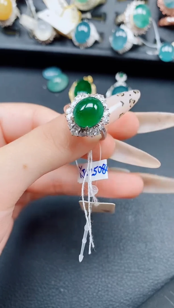 银S925镶嵌戒指翡翠翡翠